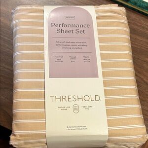 Threshold Tan and White Striped Performance Sheet Set